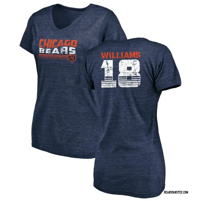 Women's Chicago Bears ＃18 Caleb Williams Navy Retro V-Neck T-Shirt